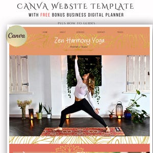 Canva Website Template, Canva Website Design, Yoga Website Template, Canva Yoga Design, Yoga Studio Website, Wellness Coaching Website