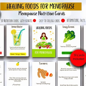 Cartes d'aliments pour la ménopause Aliments curatifs pour la ménopause Cartes nutritionnelles Imprimables de soutien à la ménopause à imprimer Holistic Ménopause Coach Aliments pour hormones