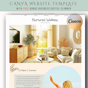 Canva wellness Website Template, Canva Website Design,Health Coaching, Holistic Health, Health Coach Website, Website Design, Editable Canva