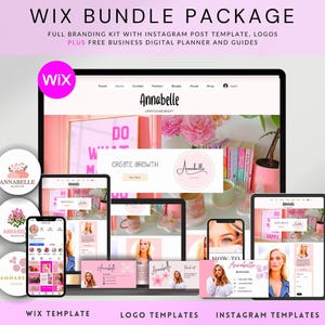 Wellness wix Website template, e-commerce, Branding Bundle  Wix website design online store, wix theme, wix layout, Wix shop pink, Wix