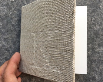 Linen Accordion Book 4"x4" w Monogram - Photo Album - Wedding Favors - Birthday Gift - Keepsake Album