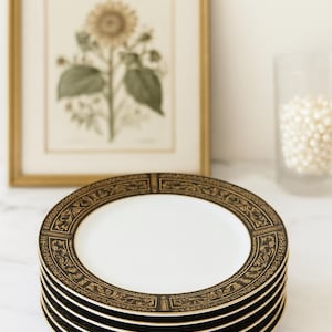 Seyei 7018 China Replacement | Bread Plates & Saucers | Black Gold Scroll