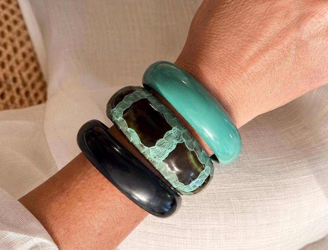 Black Acrylic Bangles - Etsy