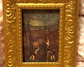 Vintage Gold Tone Gilt Frame Old World Village Scene | Victorian Wall Art