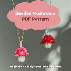 3D Beaded Mushroom Pattern PDF | Beginner Peyote Stitch Tutorial | DIY Bead Mushroom Charm | Step-by-Step Guide | Instant Download