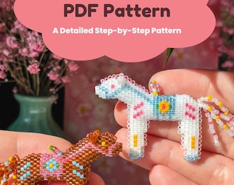 3D Beaded Horse PDF Pattern | Peyote & Brick Stitch Tutorial | DIY Animal Charm | Advanced Beginner Step-by-Step Bead Pattern