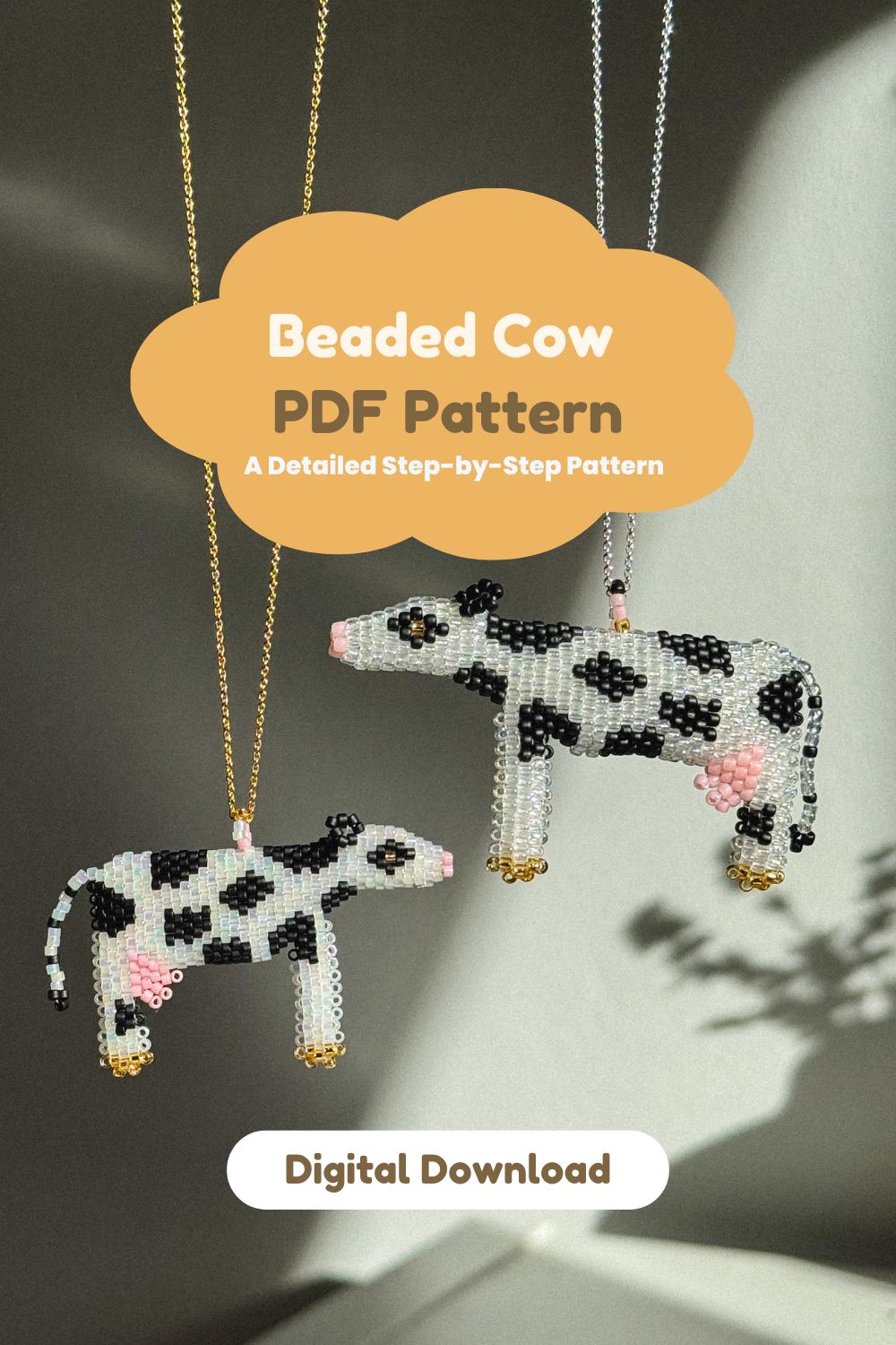 3D Beaded Cow PDF Pattern | Peyote & Brick Stitch Tutorial | DIY Animal Charm | Adventurous Beginner Bead Pattern