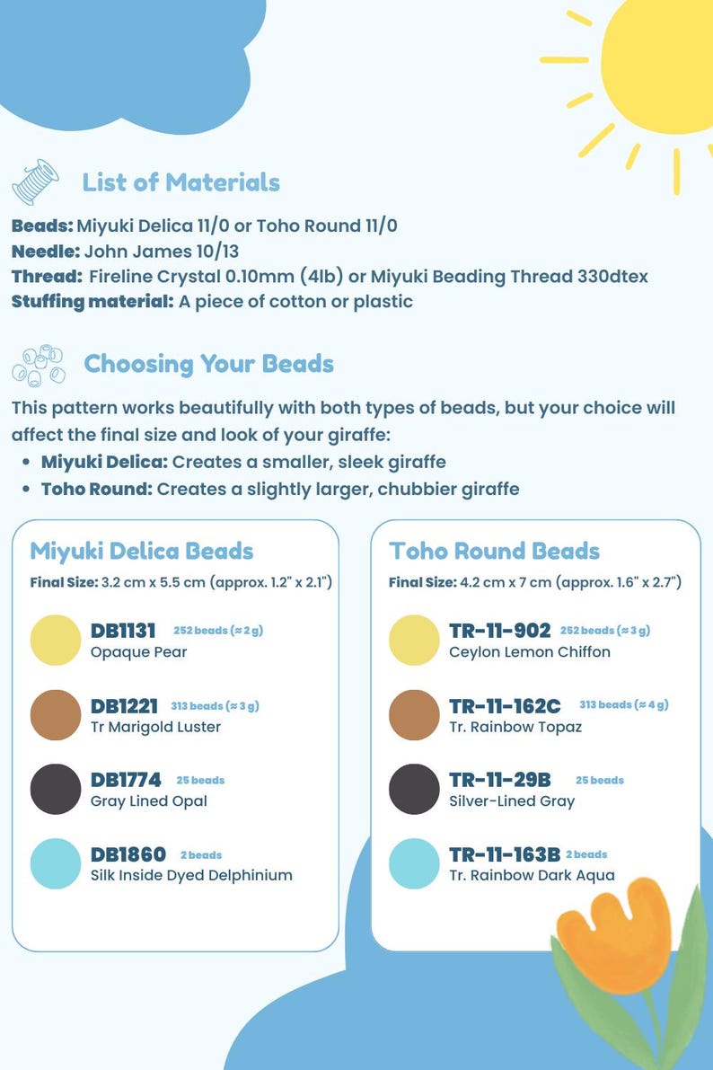 3D Beaded Giraffe PDF Pattern | Peyote & Brick Stitch Tutorial | DIY Animal Charm | Adventurous Beginner Step-by-Step Bead Pattern image 3