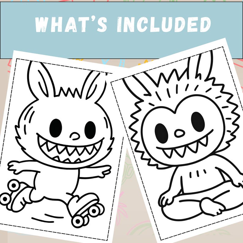 Labubu Coloring Book Printable PDF Digital Download Cute Popmart