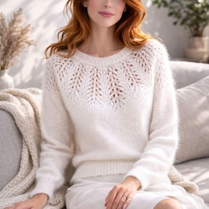 Tunique Femme En Angora Blanc - Tailles M, L Ou XL Au Choix, Col Roulé, Lavage Main, Neuve Avec étiquette