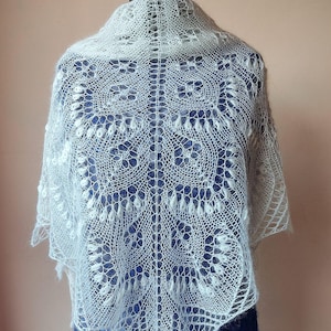 Handknitted White Wedding Lace Shawl, Mohair Lace Shawl,Bridal Shawl, Bride Wrap, Wedding cover Up, Wedding Cape, Bridal Cape, Shoulder Cape