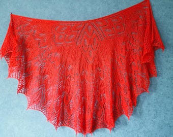 Exquisite Red Lace Mohair Shawl – Knitted Bridal Cape, Winter Wedding Wrap, Evening Knit Shoulder Veil, Elegant Mohair Head Scarf & Capelet