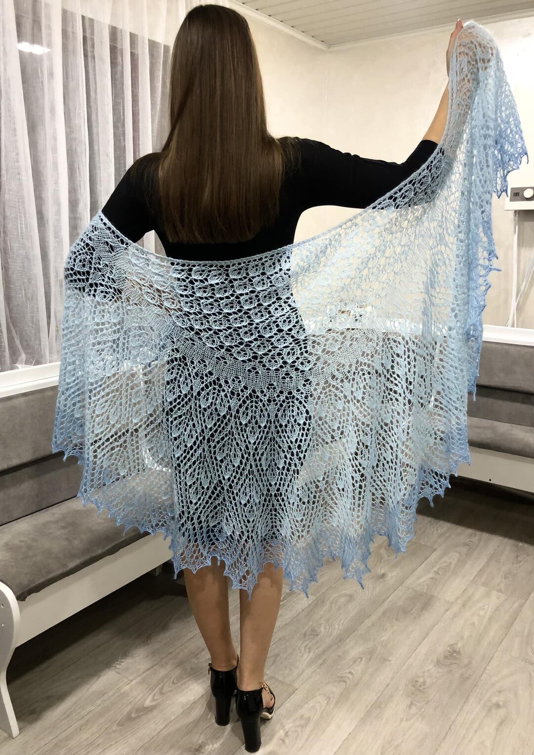 I Love Mummy Printed Wrapping Shawl In Sky Blue Color main image 0