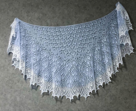 Blue Mohair Wedding Shawl: Hand-Knit Lace Bridal Cape
