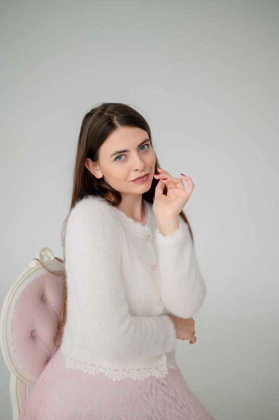 White Angora Knit Cardigan Bridal Wedding Jacket,crochet Lace Crop Cardigan,handmade Wool Dress Topper for Bride,sweater With Button - Etsy Israel White Angora Knit Cardigan Bridal Wedding Jacket,crochet Lace Crop Cardigan,handmade Wool Dress Topper for Bride,sweater With Button - Etsy Israel