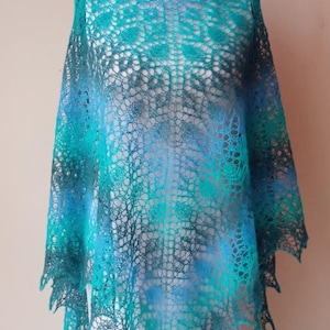 Ombre Merino Wool Haapsalu Lace Shawl: Bridal Cape, Winter Wedding Wrap