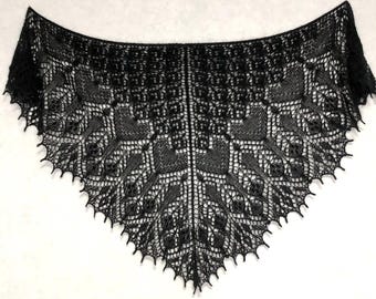 Zwarte mohair kanten sjaal, bruiloft bruidskaap, avond schouderomslag, kant gebreide cover-up, moeder van de bruid sjaal, elegante gebreide hoofddoek
