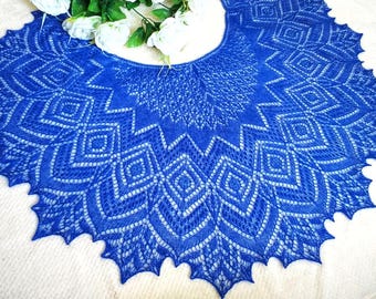 Blue Mohair Lace Shawl, Handknit Bridal Cape Wrap, Wedding Cover Up, Grandmother  Shawl, Evening Lace Scarf, Handcrafted Wrap