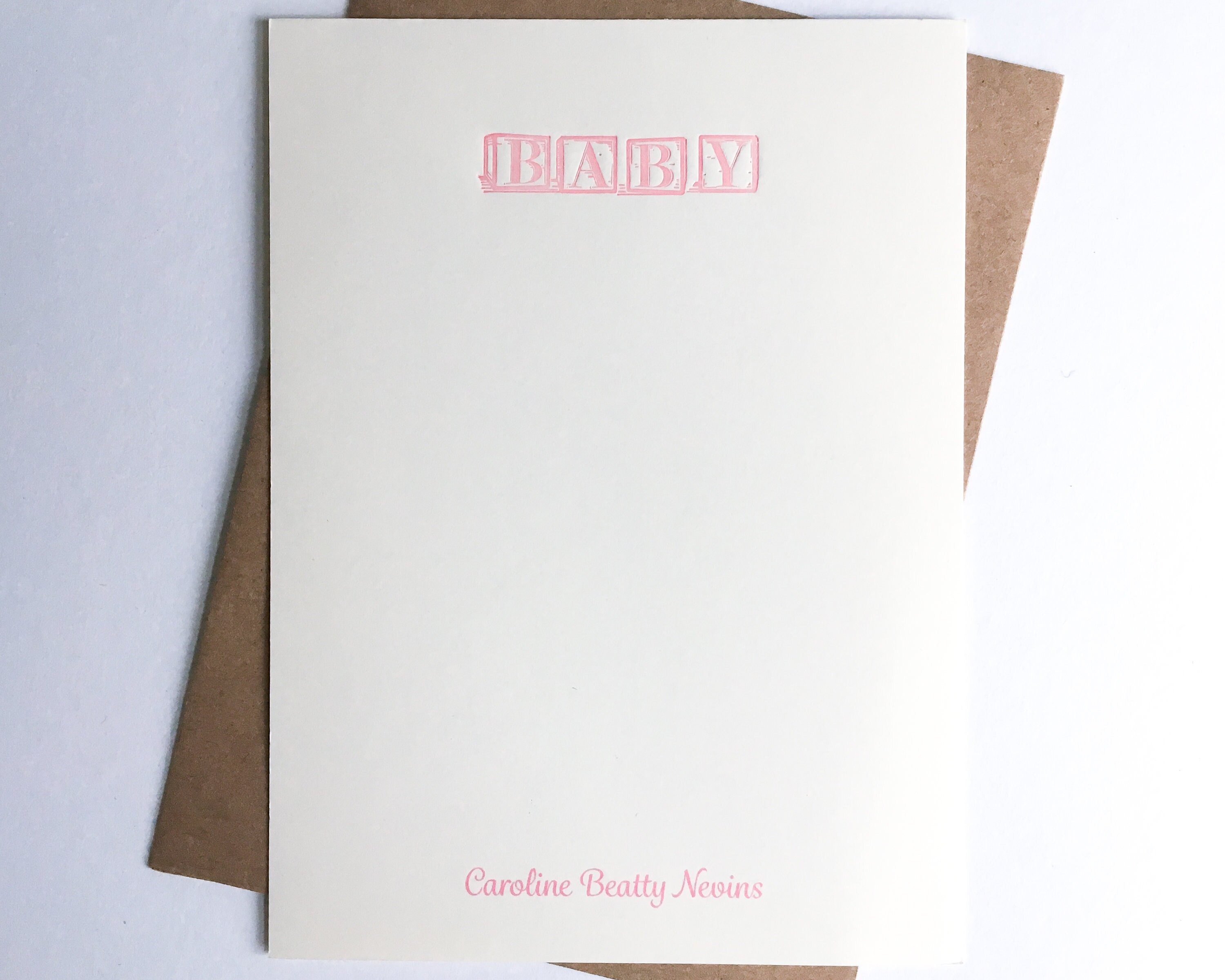 Personalized Stationery Set Baby Girl Letterpress Cards Etsy