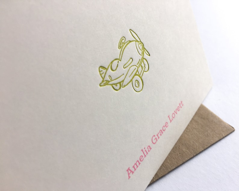 Personalized Stationery Set Letterpress Cards with Digital Personalized Name or Monogram for a Girl or Boy!