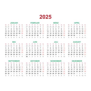 2025 Annual Calendar, Resizable, Printable. 12 Month Calendar, Digital