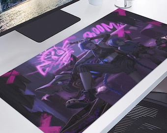 Arcane Jinx and Powder Mouse Pad, Large Desk Mat, Arcane Merch, Gaming Accessories, League of Legends Decor Desk Pad, Gifts for Gamers,