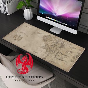 Herr der Ringe Map Mauspad - Mittelerde Schreibtischmatte - XXL Gaming Matte - Tolkien Inspiriert