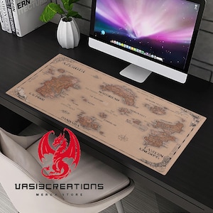 Tapis de bureau carte WoW Azeroth, tapis de souris World of Warcraft, cadeau de jeu pour les fans de WoW, décoration de bureau, accessoire RPG