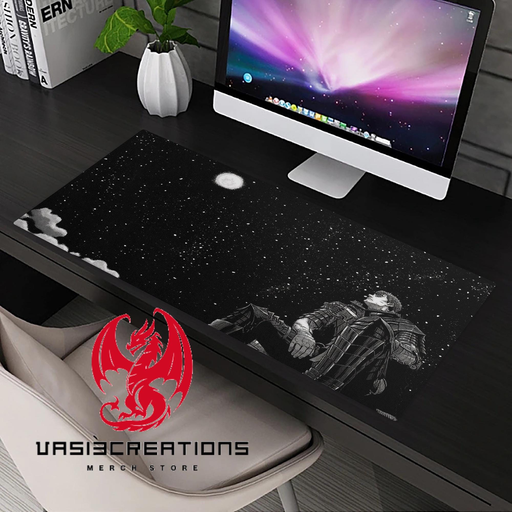 Berserk Guts Galaxy Gaming Mouse Pad, Manga Scene Mouse Pad, Large