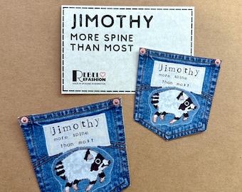 Jimothy Raccoon Waterproof Stickers , Hand-Made, Original Art, Two-Sizes