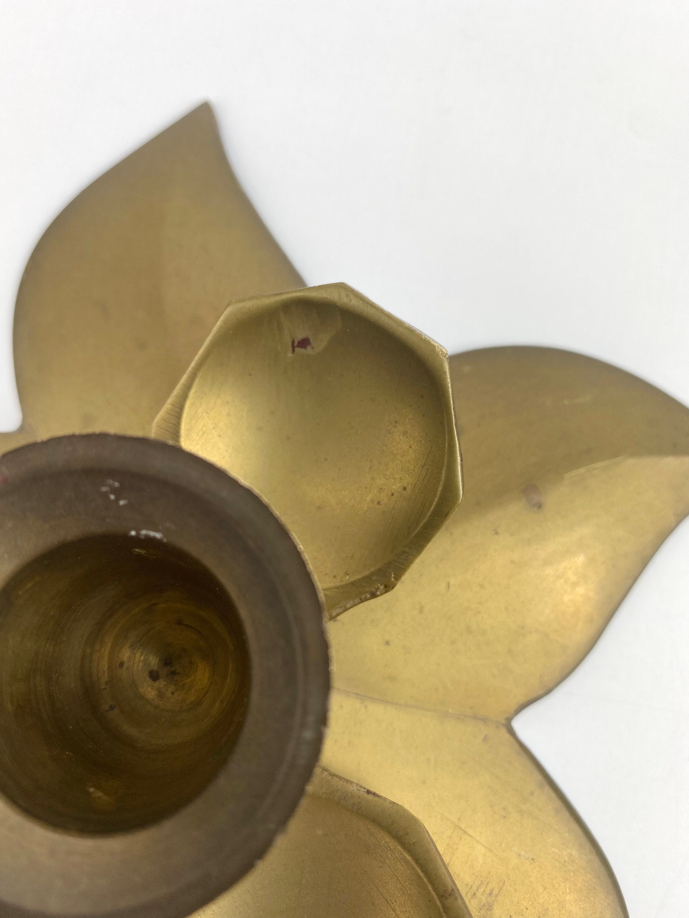 Vintage Brass Lotus Candle Holder Brass Decor Lotus Flower Etsy