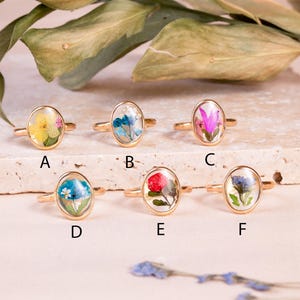 Flower Ring - Handcrafted Gold-Filled Rings with Real Pressed Flowers – Unique Botanical Jewelry for Nature Lovers
