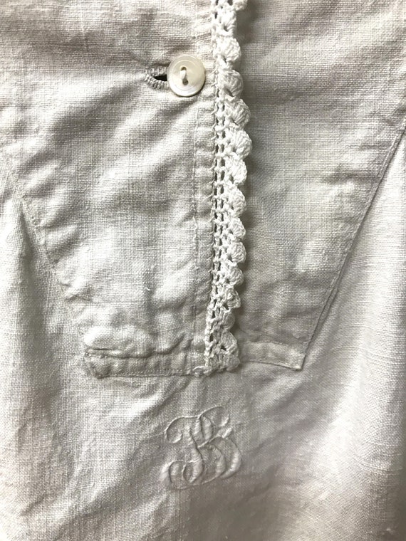 Antique French Linen Nightgown Monogrammed - image 4