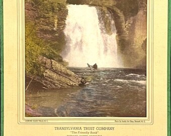 1954 Calendar with Print of Looking Glass Falls, N.C.