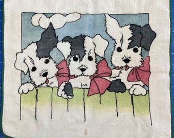 Scotty Dogs Embroidered Pillow Cover, Vintage