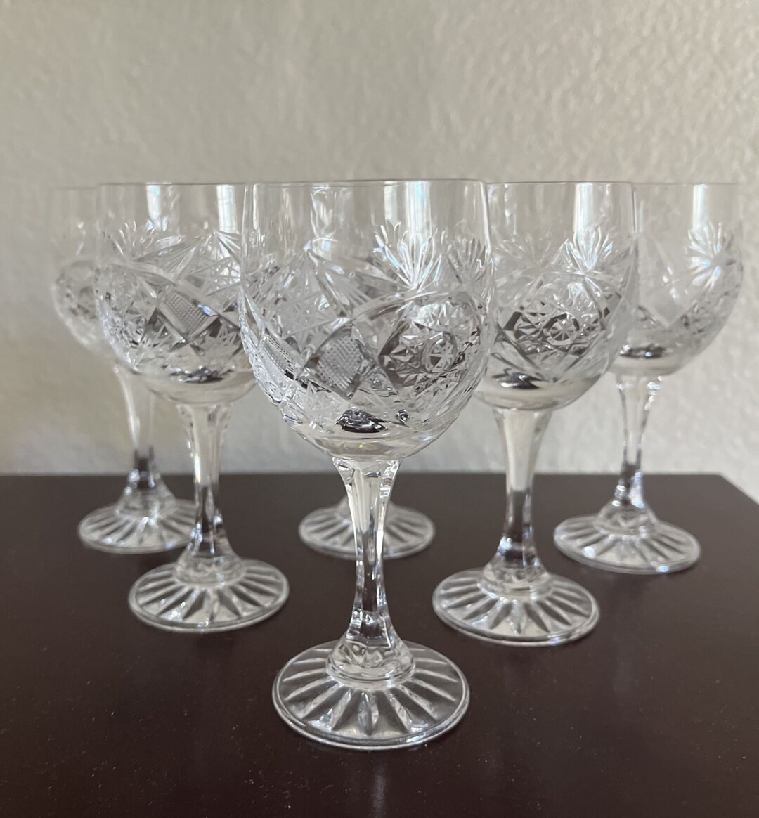 Cut Crystal Cordial Glasses American Cut Juliette Hob Star Etsy