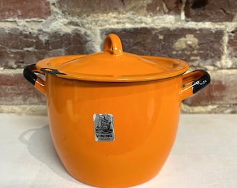 Viking Poland Orange Enamel Pot & Lid