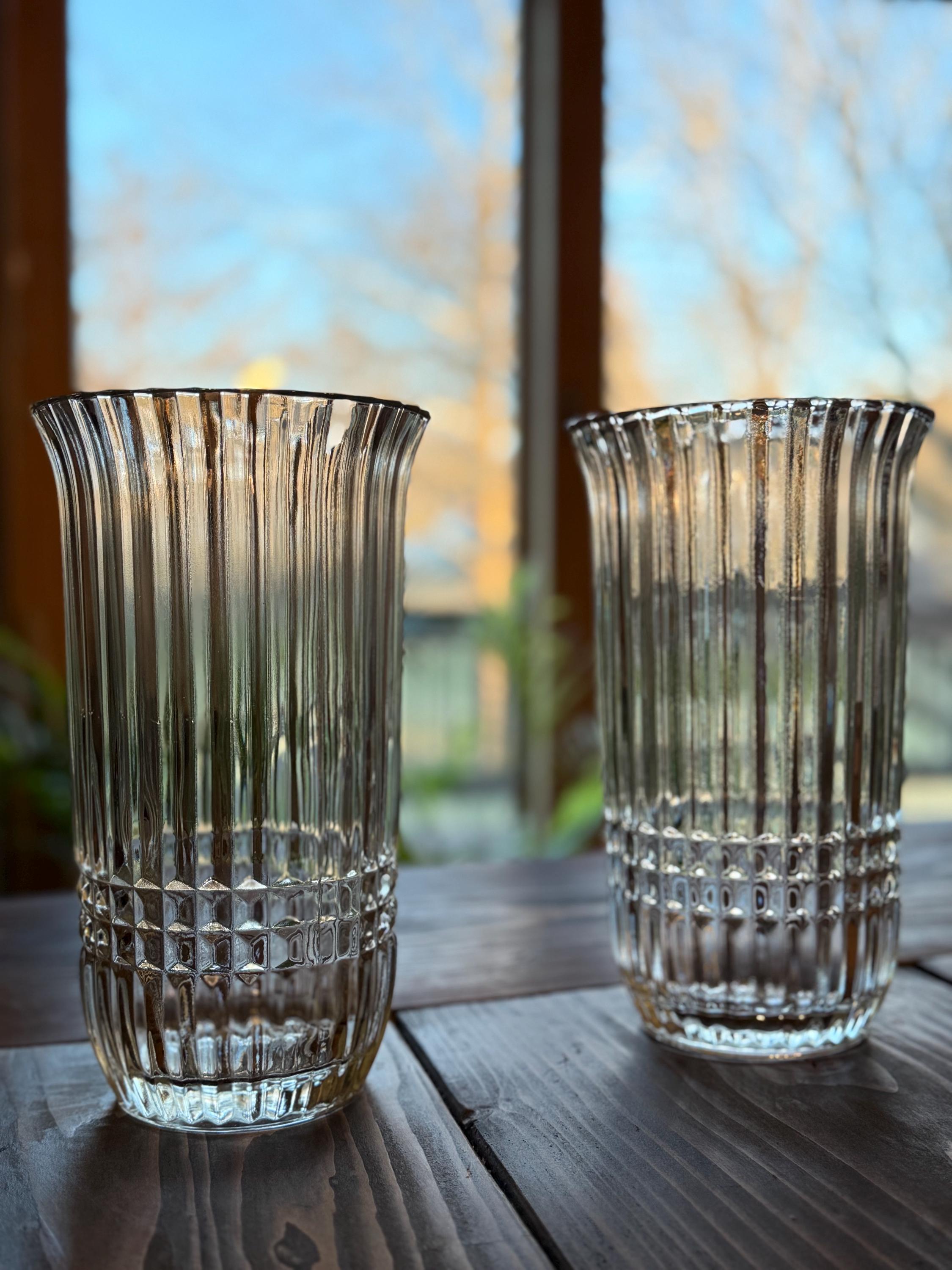 Vintage FTDA 1986 Crystal Glass Ribbed Flower Vase - Etsy