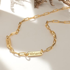 Multiple Name Necklace, Mini Bar Name Necklace, Personalized Jewelry, Engravable Family Name Necklace, Custom Gift, Valentine&#39;s Day Gift