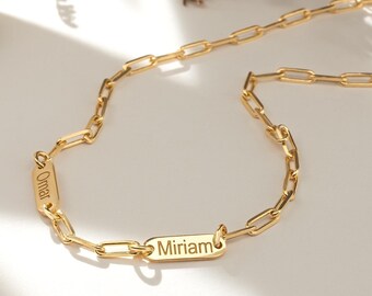 Multiple Name Necklace, Mini Bar Name Necklace, Personalized Jewelry, Engravable Family Name Necklace, Custom Gift, Valentine's Day Gift
