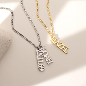 Personalized Multiple Kids Name Necklace, Custom Vertical Name Necklace, Handmade Personalized Jewelry, Dainty Name Jewelry, Christmas Gift