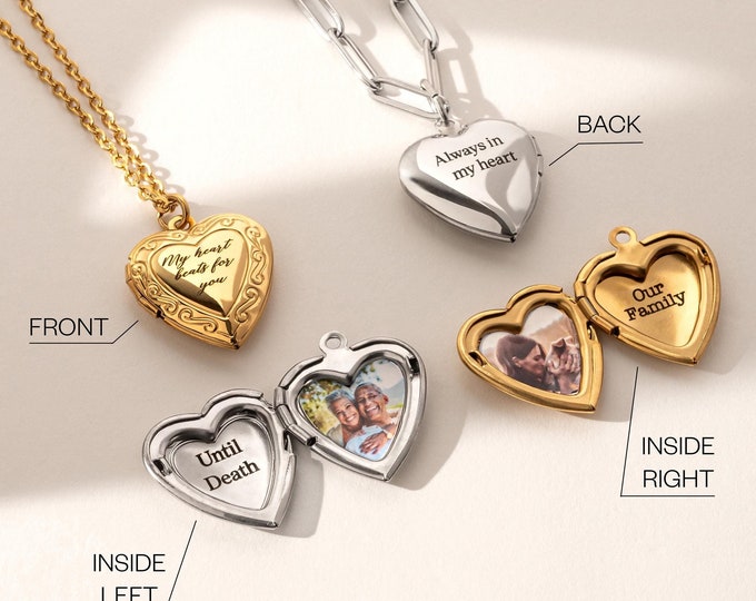 Heart Locket Necklace with Photo, Big Heart Locket, Vintage Locket Necklace, Sibling, Best Friend, Personalized gift for her, Perfect Gift