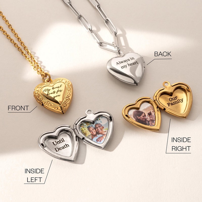 Heart Locket Necklace with Photo, Big Heart Locket, Vintage Locket Necklace, Sibling, Best Friend, Personalized gift for her, Perfect Gift
