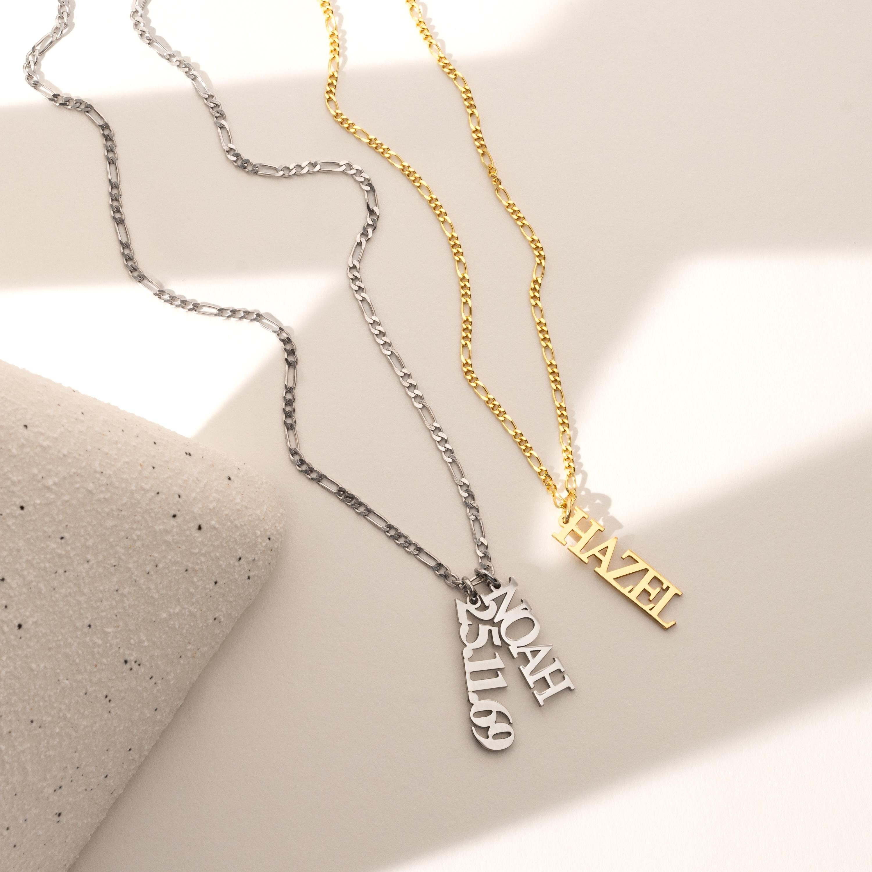 Personalized Multiple Kids Name Necklace, Custom Vertical Name Necklace ...