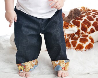 Denim Jeans Trousers Zoo Animals sizes 6m to 5T Lions Tigers Zebras