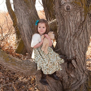 Girls Dress Green Yellow Gold Floral Peasant Smock to Top Holly Hobbie SiZE 6m to 5T image 2