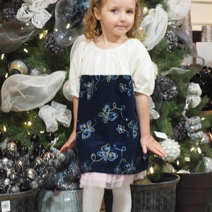 Blue Cordouroy Butterfly Flower Dress Sequins CHOOSE size 6m 5T image 1