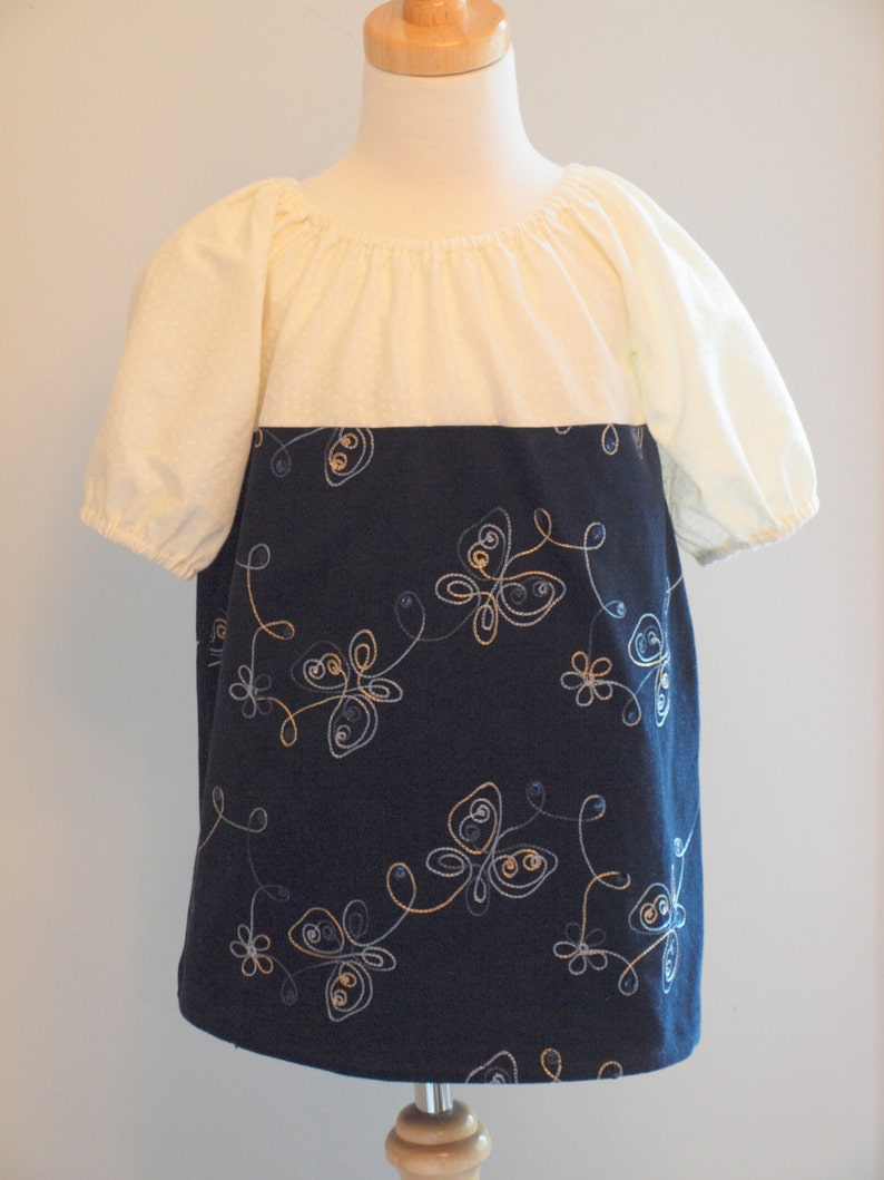 Blue Cordouroy Butterfly Flower Dress Sequins CHOOSE size 6m 5T image 3