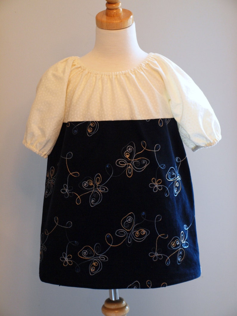 Blue Cordouroy Butterfly Flower Dress Sequins CHOOSE size 6m 5T image 4