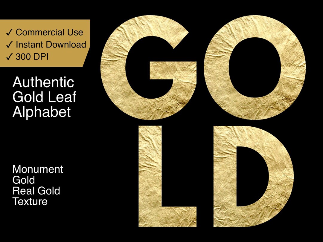 Authentic Gold Leaf Alphabet Bold – Precious Metal Alphabet Collection ...